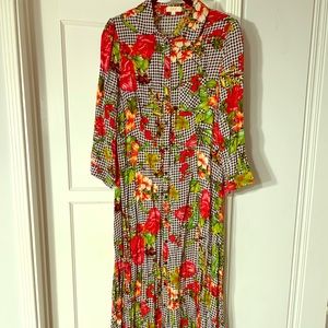 Checkered floral maxi dress